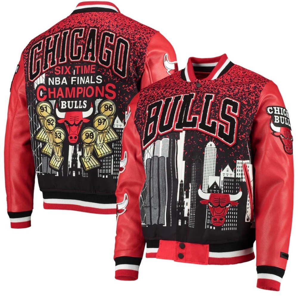 NBA Men's Chicago Bulls Pro Standard Red Remix Varsity Full-Zip Jacket Size XXL